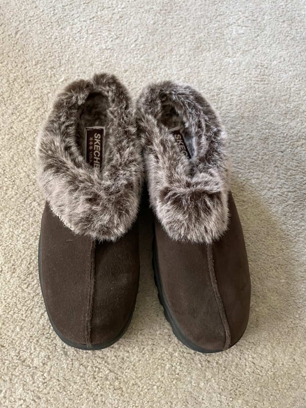 Skechers Women's Dark Brown Faux-Fur Lined Slip-Ons